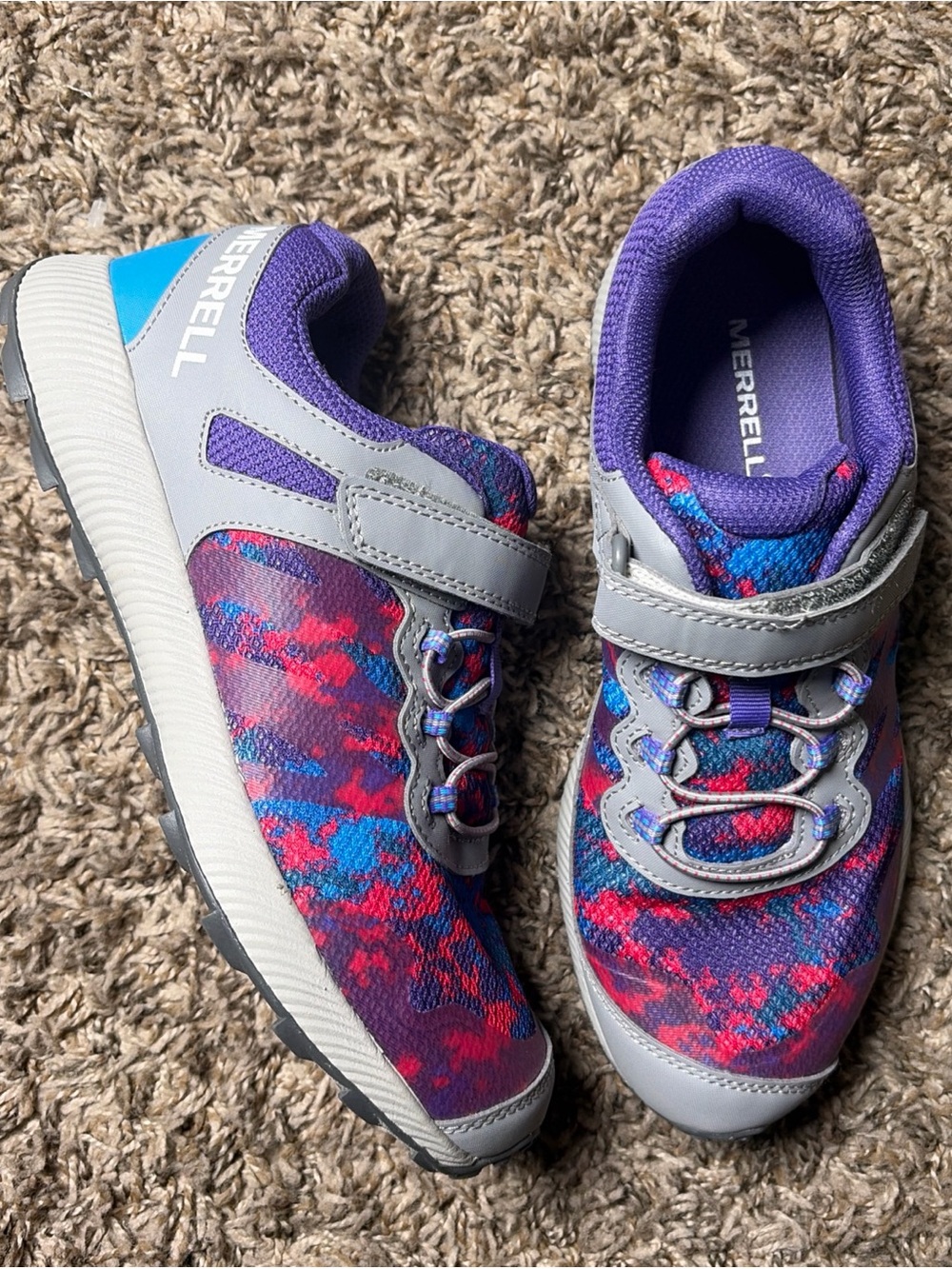 Merrell Women’s Multicolor Purple Gray Trail Walking Sneakers Hook & Loop